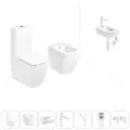Унитаз-компакт Lavinia Boho One 202009020 в наборе 7 в 1: напольный унитаз с бачком и сиденьем микролифт, биде, раковина, донный клапан, сифон, смеситель, вентили 2 шт (цвет набора матовый белый)