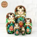 Русская матрешка деревянная Белый букет, 5 мест, 12 см