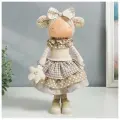 Интерьерная кукла текстильная «Малышка с бантом в волосах, с цветочком», 35.5×13.5×20 см
