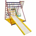 Детский спортивный комплекс Вертикаль Весёлый Малыш Transformer (деревянные перекладины), горка с мягкими бортиками