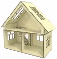 Домик ТЕРЕМОК Малый, для кукол 7-13см, деревянный, 2 этажа, переносной, бежевый