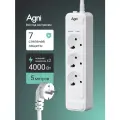 Сетевой фильтр, AGNI, 3 розетки с выключателем, удлинитель сетевой 5м