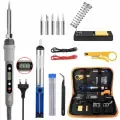 Паяльник электрический с регулировкой температуры и ЖК дисплеем 80 Вт Sumsour, паяльный набор, 15 предметов