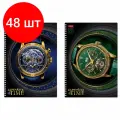 Комплект 48 шт, Тетрадь А4, 80 л, HATBER гребень, клетка, 3D фольга, TIME (2 вида в спайке), 80Т4лофлВ1гр