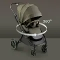 Коляска прогулочная детская Happy Baby Luna 360, реверсивный блок 360 градусов, темно-оливковая