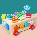 Развивающие блоки Pull Radish Matching Farm Intelligence Car Toy, деревянные, красочные
