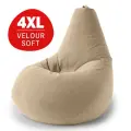 Кресло мешок Bean Joy, пуфик мешок, бескаркасное кресло, размер 4XL, мебельный велюр, теплый бежевый