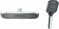 Комплект леек для душа OUTE: душевая лейка и тропическая лейка из ABS-пластика, цвет хром/черный