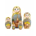 Матрешка  Храмы России , серая , 5 мест, 18 см, разборная.