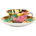Фарфоровая чашка с блюдцем форма Тюльпан рисунок Розовая птица Дулево фарфор