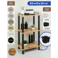 Стеллаж для кухни GASTRORAG 0770/3 на колесиках с ручками, этажерка напольная, тележка косметологическая Гастрораг, полка ЛДСП, 3 полки, размеры 45 х 30 х 82 см