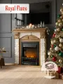Камин электрический напольный Royal Flame модель Dublin дуб с очагом Aspen Black, пульт ду, обогрев 1.5 кВт