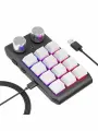 One-Handed Mechanical Keyboard with 12 Programmable Keys and RGB Light for Windows-Plug-Play Gaming Keypad (Black/White)
