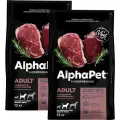 ALPHAPET SUPERPREMIUM ADULT для взрослых собак средних пород с говядиной и потрошками (12 + 12 кг)
