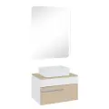 Мебель для ванной Вудлайн 65, белый-кремовый, раковина Tre, зеркало 60х80