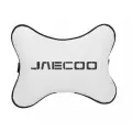 Подушка на подголовник автомобильная белая экокожа JAECOO