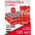 Coca Cola Classic, 0.185 л, 30 шт, банка (газированный напиток Кока Кола Классик, жб, классический, мини)