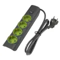 Удлинитель бытовой Jazzway / Джазвэй ET-04-300G ПВС 3х1 с выключателем и заземлением, 16А 4кВт, 3 метра 4 розетки серый-зеленый, 5051874