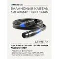 Кабель балансный микрофонный XLR, черный, 2,5 м, PROCAST cable XLR(m)/XLR(f).2,5