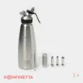 Кремер сифон кулинарный для взбивания сливок, KONFINETTA, 1 л, 3 насадки, нержавеющая сталь
