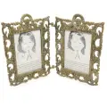 Фоторамка Презент, двойная, ажурная, бронза/стекло,12.5 х18.5 см, внутренний размер 7.5х11.3 см