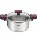 Кастрюля 24 см Tefal Cook&Clip G7234674 с крышкой, из нержавеющей стали, с толстым дном, подходит для индукции