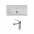 Раковина для ванной AM.PM Gem M90WCC0752WG-F85A02100 со смесителем X-Joy хром, 75 см, мебельная, встроенная, белый глянец,