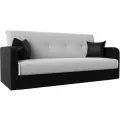 Диван-книжка Надежда, Экокожа, Белый/Черный, Ящик для белья, 201x85x90 см