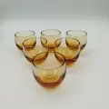 Набор из 6-ти стопок медового оттенка, стекло, Чехословакия, 1970-1990 гг.