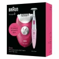 Эпилятор женский для удаления волос Braun Silk-epil 3 3-202 для ног бикини без аккумулятора от сети, 20 пинцетов массажные ролики, подсветка 3 скорости, 1 насадка стайлер