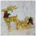 Светодиодная фигура Олень с санями золотистый светящийся, новогодняя фигурка, металл, 220 В, свечение тёплое белое, олень: 40 х 50 х 16 см, сани: 40 х 25 х 10 см
