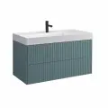 Тумба с раковиной в ванную Сиртаки 100см, подвесная, Голубой Малахит матовый (179)