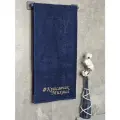 Полотенце махровое BIO-TEXTILES 70*140 с вышивкой #КРАСАВЧИК Михаил темно-синее для мужчины мужу папе брату сыну банное в подарок 100% хлопок подарок на 14 февраля Святое Валентина для парочек