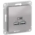 Розетка USB A+A (5В/2,1А 2х5В/1,05А) Алюминий, Systeme Electric AtlasDesign