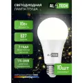 Лампочка светодиодная E27 4000K 10 Вт (аналог 80 Вт) нейтральный белый свет AL TECH, груша, упаковка 10шт