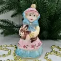 Irena-Co елочная игрушка, стекло Девочка с кроликом-1 (Символ года 2023) (12х7х6см)