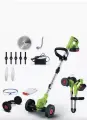 Газонокосилка-триммер садовый аккумуляторный, зеленый/черный