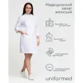 Халат медицинский женский 383.4.1 Uniformed, сатори стрейч, укороченный, рукав 3/4, на кнопках, белый, размер 44