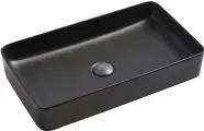 Накладная раковина SantiLine SL-1073MB 61 фаянсовая, без отверстия под смеситель, раковина для ванной, 61 см, прямоугольная, черная