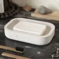 Мыльница для ванной и кухни Aura из бетона, прямоугольная, белая матовая