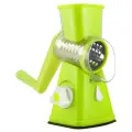 Терка овощерезка ручная роторная с тремя насадками слайсер MyPads A157-287 настольная многофункциональная в зеленом цвете
