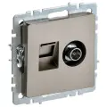 Розетка компьютерная + телевизионная 2-м Brite РТВ/РК12-БрШ RJ45 кат.5E + TV шампань | код BR-AK20-1-K37 | IEK (2шт. в упак.)