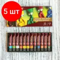 Комплект 5 шт, Краски масляные художественные BRAUBERG ART PREMIERE, 12 цв по 12 мл, проф. серия, в тубах, 191455