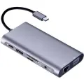 Док-станция KS-is KS-701, USB Type-C, 3 порта, серебристая