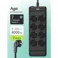 Сетевой фильтр, AGNI, 8 розеток, с предохранителем и заземлением, удлинитель сетевой 2м