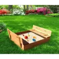 Песочница Craft Wood, дерево, с крышкой-скамейкой, светло-коричневая, 120x120 см
