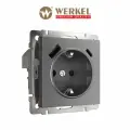 Встраиваемая розетка со шторками и USB тип A+C Werkel W1171764, быстрая зарядка Quick charge 3.0, графит матовый