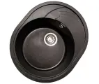 Мойка кухонная GranAlliance G-33, искусственный камень, черная, овальная, 57,5x46,5 см