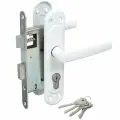 Замок врезной Птимаш, ЗВ4-1.55/ЗВ4-3.08, ручка в комплекте, цилиндровый, белый