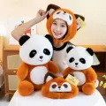 Мягкая игрушка Мишка панда в костюме Красной Панды 40 см / Игрушка обнимашка со съемным капюшоном